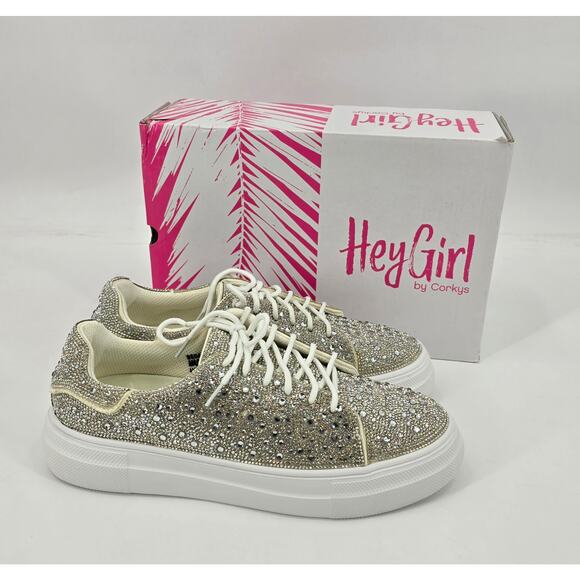 Hey Girl by Corkys Bedazzle Sneakers Size 10 NIB - Picture 1 of 10